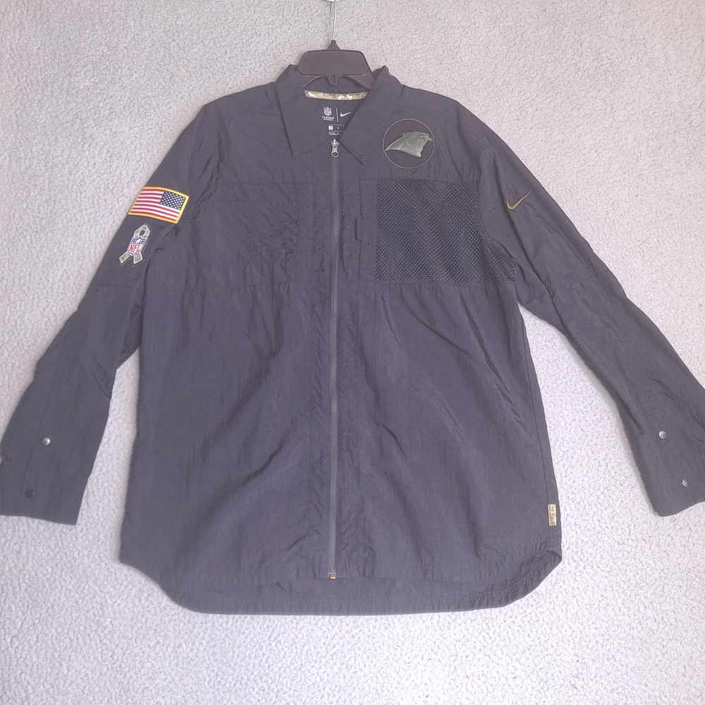 Carolina Panthers Nike Jacket Mens Large Black Nike On Field 1/4 Zip Windbreaker